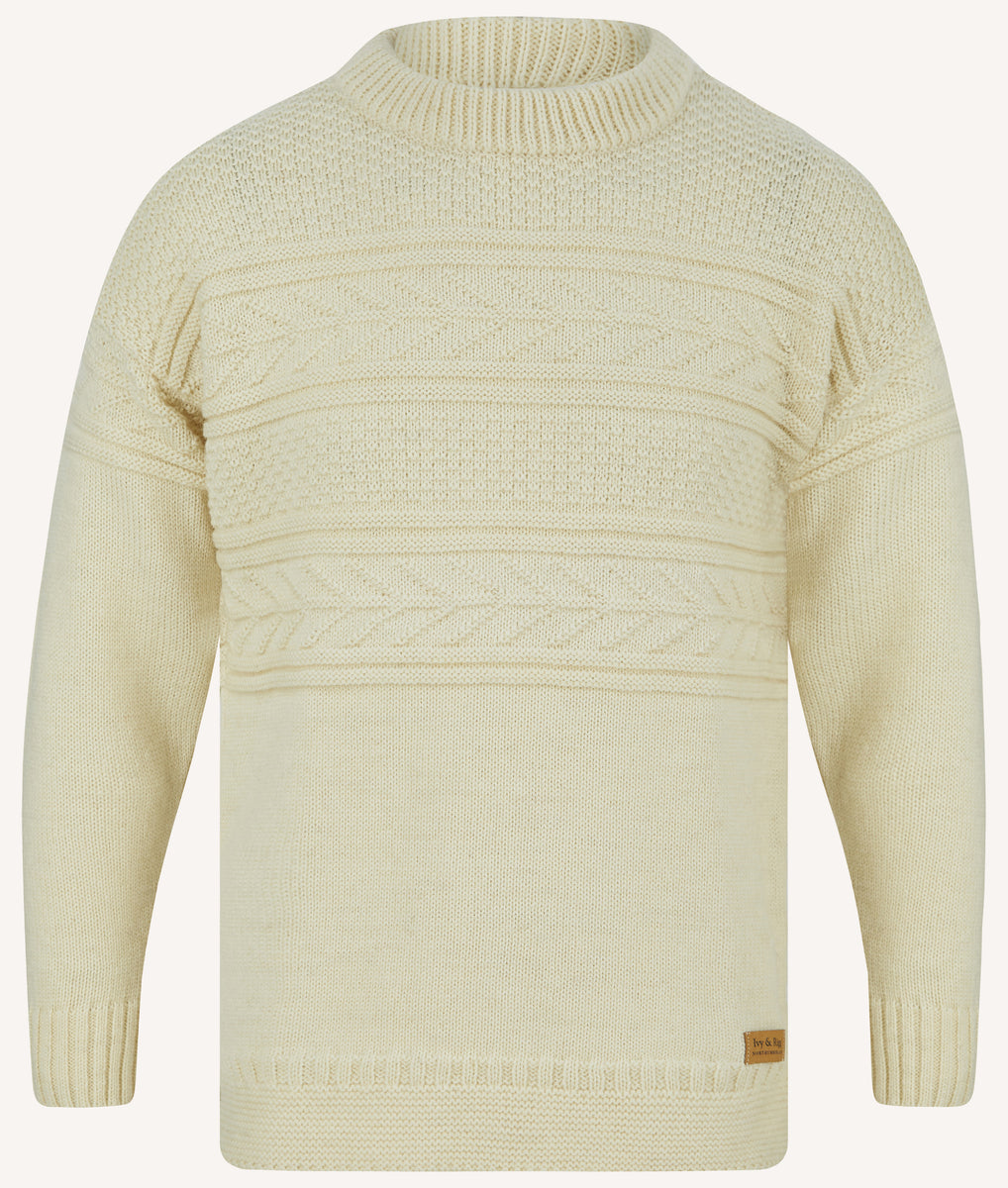 Hadrian Wool Guernsey Jumper - Cream – Ivy & Rigg